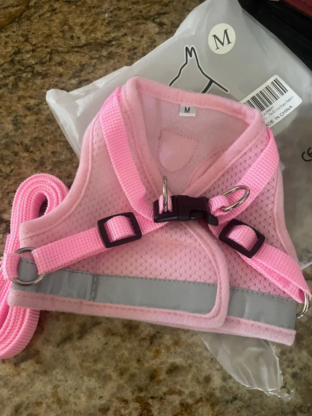 Pink Breathable Mesh Cat Harness & Leash Set - Medium